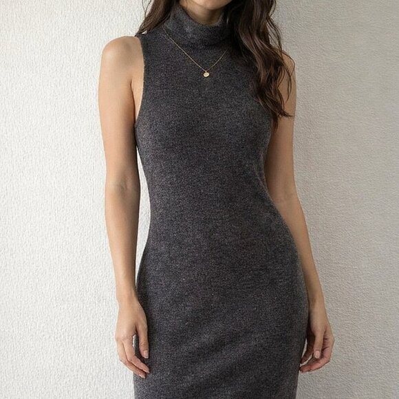 Zara Dresses & Skirts - ZARA Knit HIGH NECK Midi Turtleneck Dress BROWN Size S Alpaca/Wool, Italian Yarn